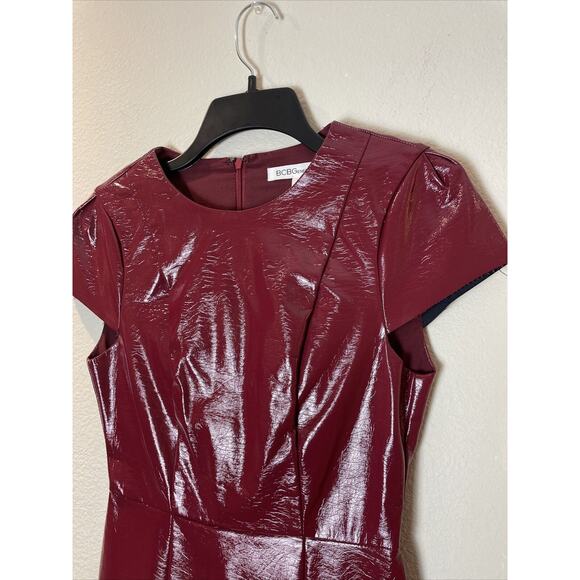 bcbgeneration, red faux patent leather short dress, size 0, nwt - Picture 2 of 7